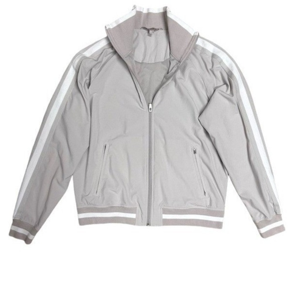 Athleta Retro Varsity Full Zip Track Jacket Tan Womens Size S